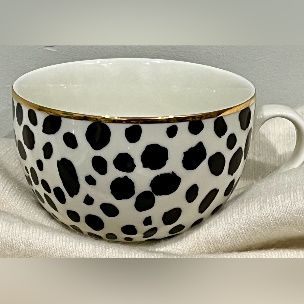 Ivory Black Gold trim Ceramic Extra Large Mug H&M